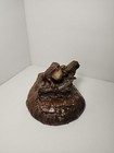 Vintage Cas Carved Textured Wood Art Wood-look Resin Frog Toad Figure 3 5x3 5     