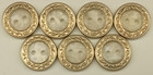 Mother Of Pearl Metal Edge Shell Button Set Of 7 5 8  2 Hole  Western