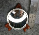 Vintage Silver Plated 4  Vanity Mirror Made In Hong Kong Floral Ornate Round