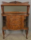 Antique Oak Double Curved Glass Door Sever With Mirror Back  21772