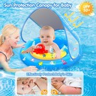 Baby Pool Float W  Canopy  Inflatable Swim Ring For Infants Upf50  Sun Protectio