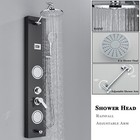 Stainless Steel Rainfall Shower Panel Tower Massage Shower Faucet System Black