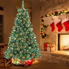 4ft 5ft 6ft 7ft Snow Christmas Tree With Lights Pine Cones Xmas Holiday Luxury