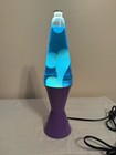 Vintage 90   s Lava Lite Lamp Purple Base - Blue Liquid  White Wax  missing Cap 