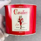 Rj Reynolds Cavalier King Size Cigarettes 100 Red Oval Tin Litho Box Vtg 1950s