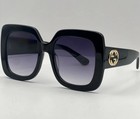 Gucci Gg0083s Women s Oversized Square Black Frame Sunglasses Ships Same Day