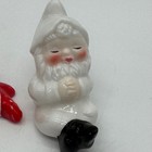 Vintage Ceramic Christmas Gnome Figurine Lot 2 Pixie Elf Shelf Sitter Red White