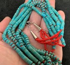 Gorgeous Tri-strands Reconstituted Turquoise Heishi Necklace b204e-w1 