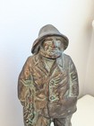 Vintage Antique Solid Brass Fisherman Old Salt Man Of The Sea Doorstop Bookend