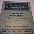 1943 Fall Streator Grand Ridge Il Illinois City Telephone Directory Phone Book