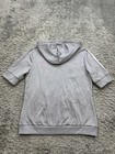 Adidas Track Jacket Womens Medium Gray Full Zip Short Sleeve Hooded Windbreaker