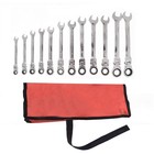Metric Flexible Head Ratcheting Wrench Combination Spanner Tool Set 8-19mm 12pcs