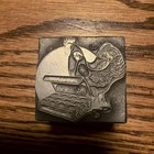 Rare Antique Printing Press Block Chicken And Egg