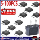 5-100pcs Eu Euro Europe To Us Usa Power Jack Wall Plug Converter Travel Adapter