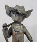 Vintage Hudson Pewter Walli Figurine Farmer Straw Hat Overalls Copper Buttons 4 