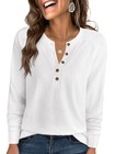 Cozy Women s Waffle Knit Henley Top - Long Sleeve Casual Shirt For Fall winter