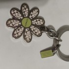 Coach Collectible Daisy Keychain Pink Green Silver Signature Pattern 