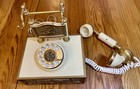 Ornate Gold And Ivory Rotary Dial Corded Telephone Vintage Decorative