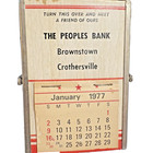 Vintage  1977 The Peoples Bank Crothersville Brownstown In  Mini Calendar Mirror
