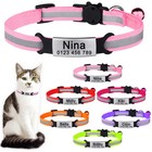 Personalized Cat Collar  Adjustable  Reflective  Fast Breakaway  Nylon With Bell