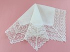 Vintage Hanky 1950s White Linen And Deep Lace Edging Wedding Hankie New W o Tag