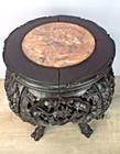 Antique Carved Chinese Marble Top Stand 18    High With Good Original Finish