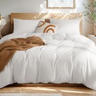  100  Washed Cotton Duvet Cover Set 3 Pieces Cotton Duvet Cover Set Queen White