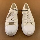 H m Womens Shoe Size 6 Cream Textured Canvas Lace Up Sneakers Nwt