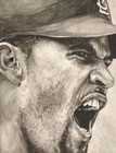 1 1 Original Albert Pujols Mlb Watercolor W  Artist Auto Signature Coa