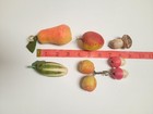 Vintage Spun Cotton Christmas Ornaments Fruits Vegetables Lot Of 8