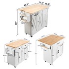 Drop-leaf Kitchen Island Trolley Cart Wood Storage Cabinet W  Drawers rack