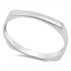 Usa Seller Square Shaped Ring Rhodium Plated Sterling Silver 925 3 Mm Sizes 4-13
