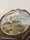 Vintage 1980 s Wood Unicorn Fantasy Shimmer Wall Plaque 7x5 Inches