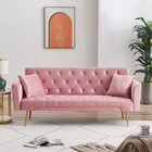 Velvet Futon Sofa Bed 2 Pillows Modern Convertible Futon Couch Adjustable Back