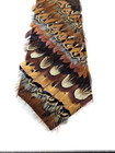 1970s Handmade Real Pheasant Feather Necktie Silk Backing Clip-on 17  Long 3  W