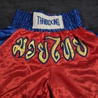 Men s Blue red yellow Satin Thai Boxing Shorts  Size  Large        