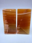 Vintage Onyx Stone Bookends     Natural Banded Marble Look 