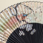Folding Sensu Fan With Cherry Blossom Bird Pattern Black Bones