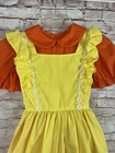 Vintage Dress 2 Pc Pinafore Dress Handmade Party Dress Ruffle Yellow Daisy 8-12