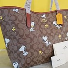 Coach Peanuts Snoopy Cf166 Khaki Redwood Multi Tote Bag Signature Canvas