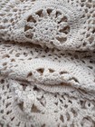Handmade Crochet Afghan Blanket Cream 60x80 Lace Floral Throw Sr
