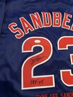 Ryne Sandberg Chicago Cubs Signed Autographed  Stat Jersey Jsa Coa Hof 05 Insc 