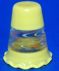 Thuringen Glass Thimble Lemon Yellow Bands  Clear Center  Germany