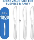 1000 Clear Heavy Duty Disposable Plastic Knives  Bpa-free