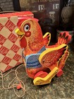 Vintage 1950   s Fisher-price  140 Katy Kackler The Red Hen Wooden Pull Toy W box