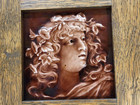 C1880s Trent American Encaustic Tile Antique Victorian Woman Arts   Crafts Frame