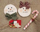 Set Of 4 Fabric Winter Christmas Cookies For Santa Snowmen Ornies Bowl Fillers