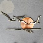 Vintage Mcm Bijan Style Brass Copper Sun Seagulls Wall Hanging Sculpture Rare 80