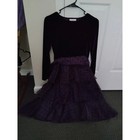 Rare Editions Girls Boutique Dress Size 16 Purple Velvet   Sheer Polka Dot