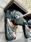 Telle M Stein 1995 Vintage Black Labrador Retriever Wall Shelf Sconces Set Of 2